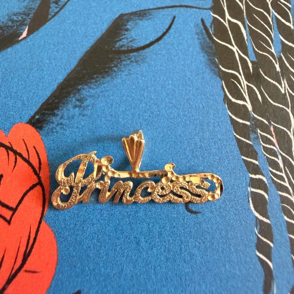 14K Gold "Princess" Script Charm